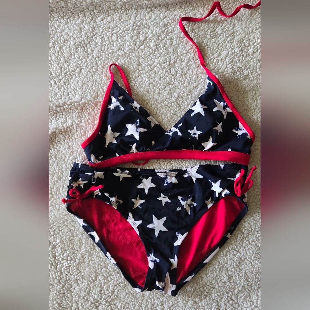 Old Navy Red, White And  Blue Bikini Swimwear Girls Size 16 Summer